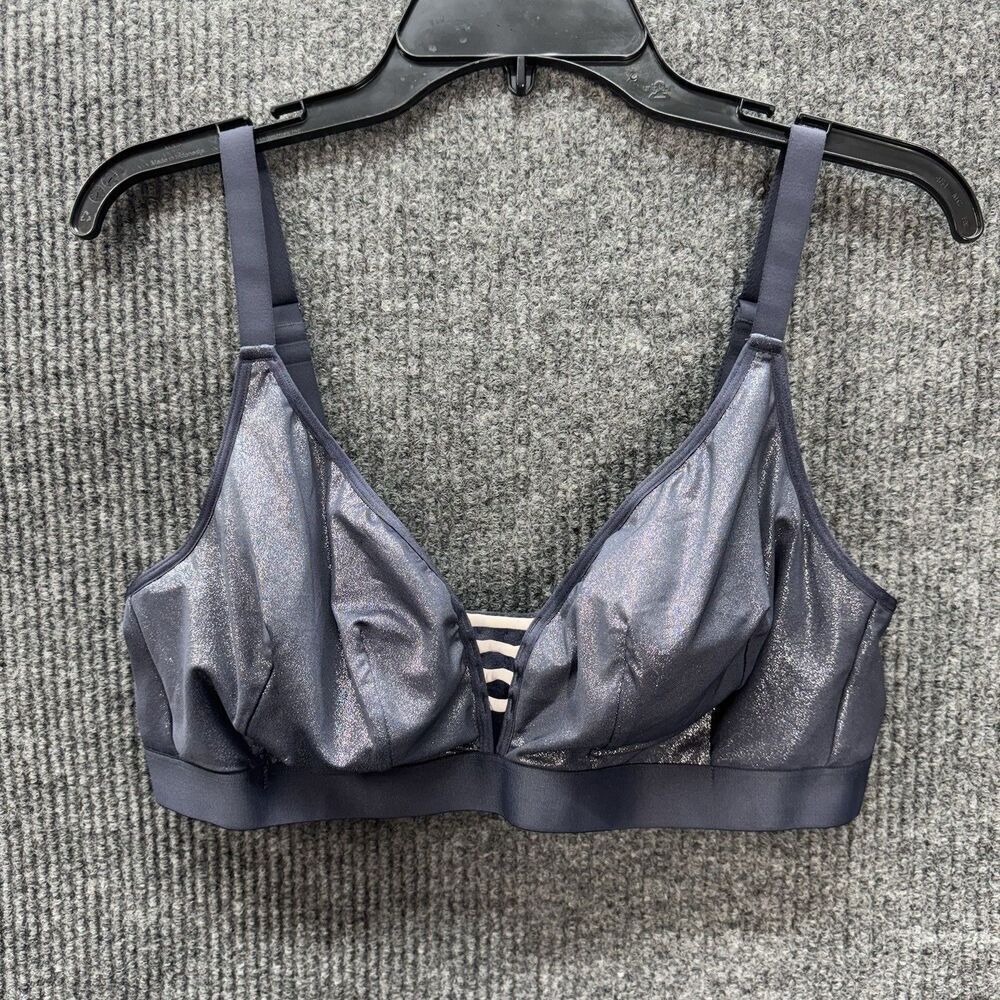 Cacique Shimmer Glitter Bralette Size 18/20 Purple Convertible Straps Unlined